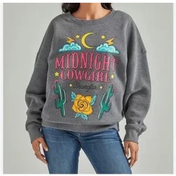 Wrangler Gray Midnight Cowgirl Graphic Sweatshirt size large L B 145 - Picture 1 of 4